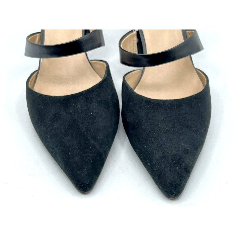 Franco Sarto Davey Pumps Black Suede Pointed Toe Strap Heels Women's Size 6.5 M - Picture 4 of 9